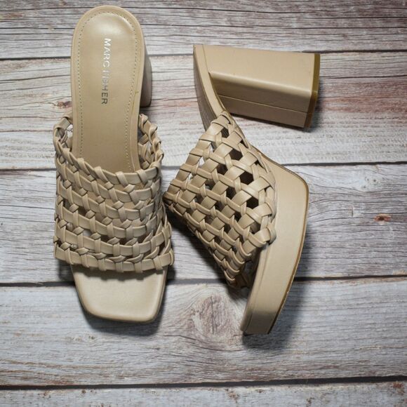 MARC FISCHER Women' s Gervasi Faux Leather Square Toe Platform Sandals Size 10M - Picture 2 of 7